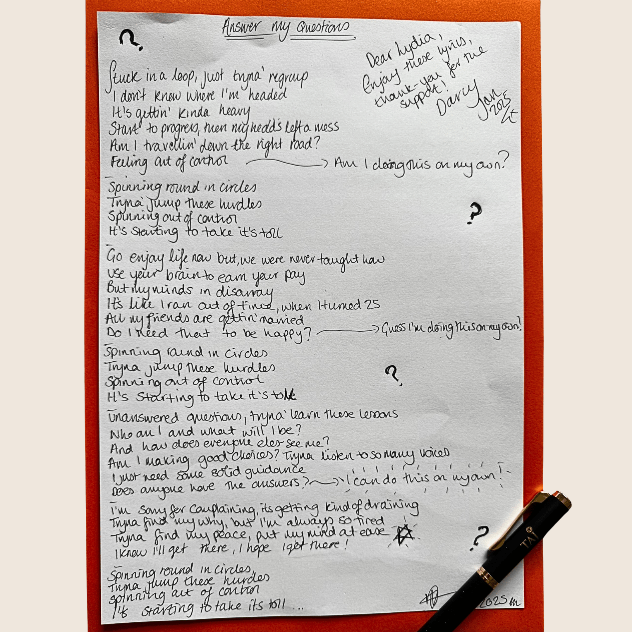 Hand Written Lyrics